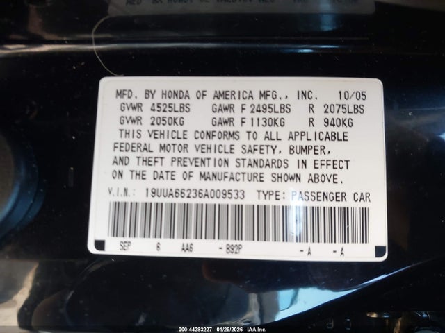 2006 ACURA TL 19UUA66236A009533 Photo 8