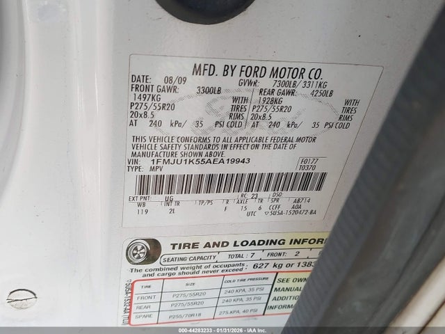 2010 FORD EXPEDITION 1FMJU1K55AEA19943 Photo 8