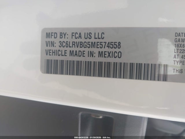 3C6LRVBG5ME574558 RAM Promaster 1500 High Roof 136 Wb
