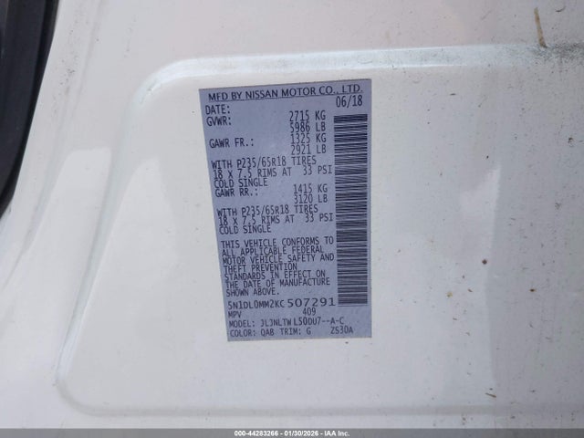 5N1DL0MM2KC507291 Infiniti QX60 LUXE