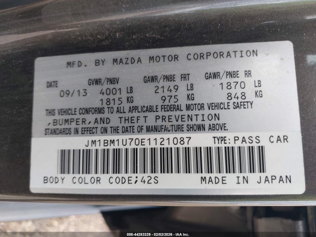 JM1BM1U70E1121087 Mazda Mazda3 I Sport