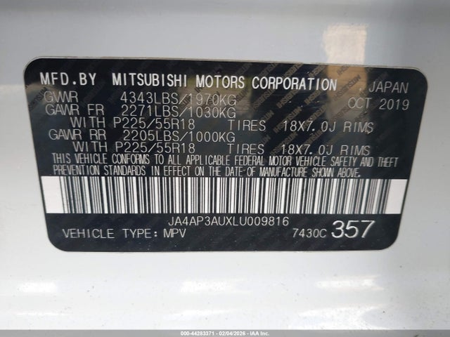 2020 MITSUBISHI OUTLANDER SPORT JA4AP3AUXLU009816 Photo 8