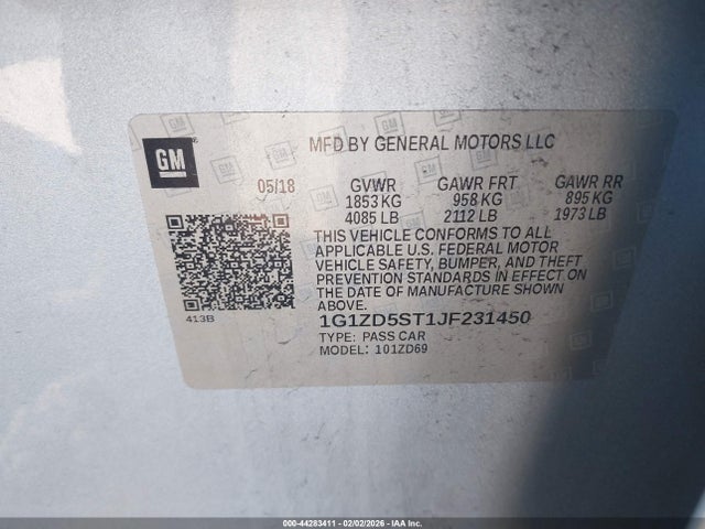 1G1ZD5ST1JF231450 Chevrolet MALIBU LT
