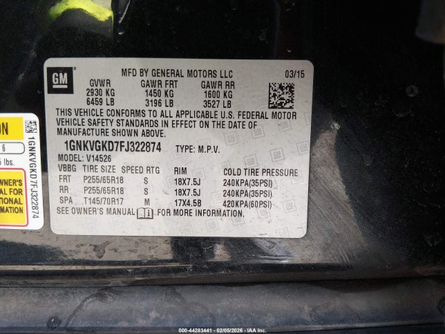 2015 CHEVROLET TRAVERSE 1GNKVGKD7FJ322874 Photo 8