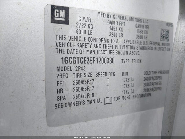 1GCGTCE38F1200380 Chevrolet Colorado Z71