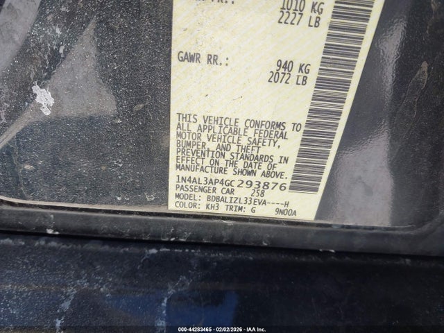 1N4AL3AP4GC293876 Nissan Altima 2.5 Sv