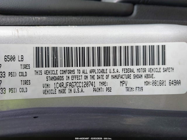 Продаж на аукціоні авто 2012 Jeep Grand Cherokee Laredo, vin: 1C4RJFAG7CC120741, номер лоту: 44283497