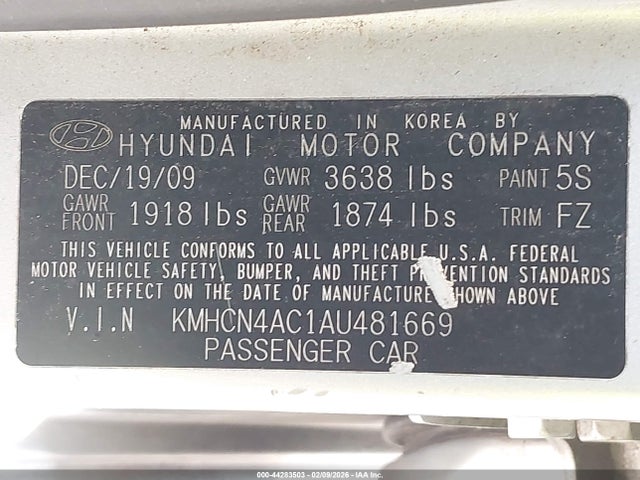 2010 HYUNDAI ACCENT KMHCN4AC1AU481669 Photo 8