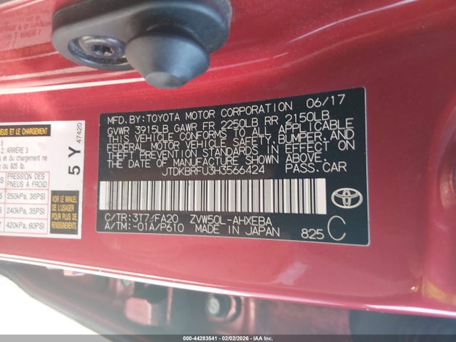 Toyota Prius Two 2017 JTDKBRFU3H3566424 Image 9