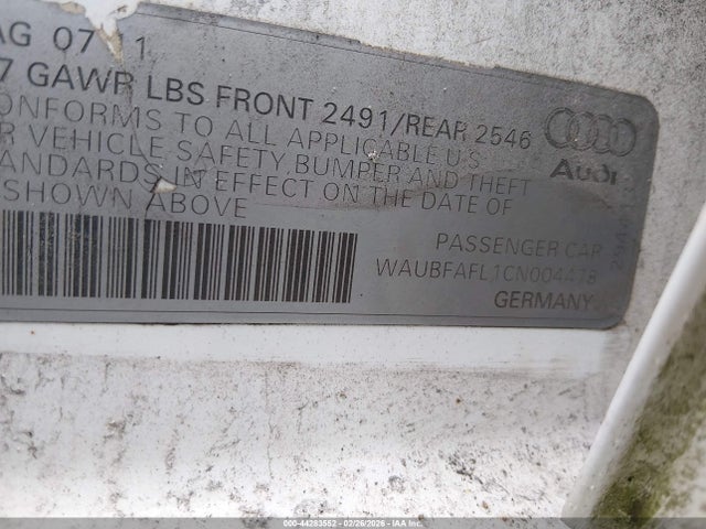 2012 AUDI A4 WAUBFAFL1CN004478 Photo 8