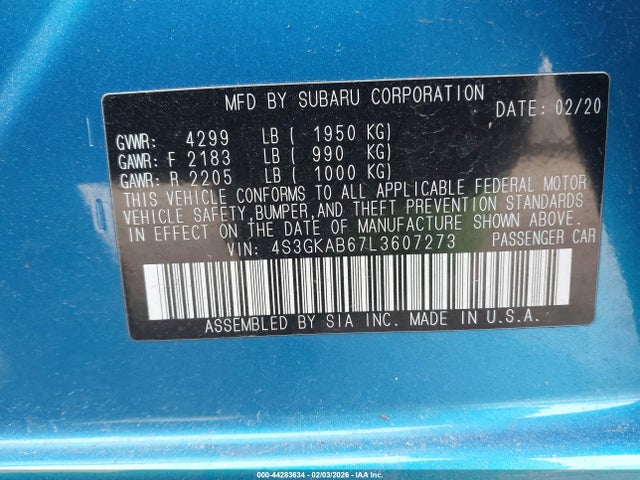 Subaru IMPREZA SEDAN 2020 4S3GKAB67L3607273 Image 9