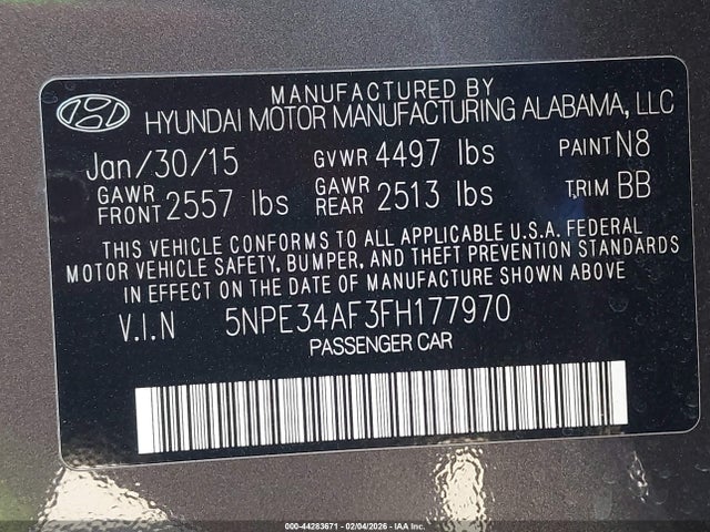 Hyundai Sonata Limited 2015 5NPE34AF3FH177970 Image 9