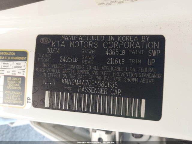 KIA dohc gdi theta ii 2015 KNAGM4A70F5580655 Image 9