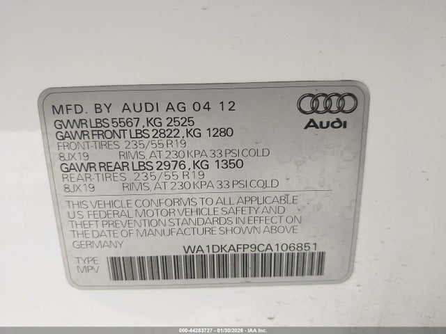 2012 AUDI Q5 WA1DKAFP9CA106851 Photo 8