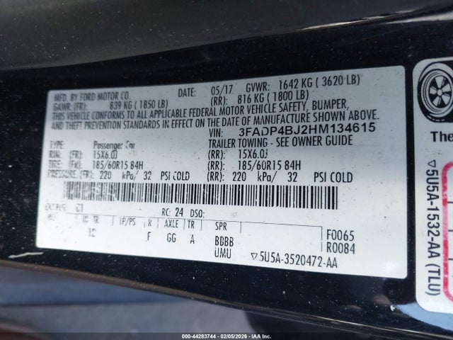 Ford FIESTA SE 2017 3FADP4BJ2HM134615 Image 9