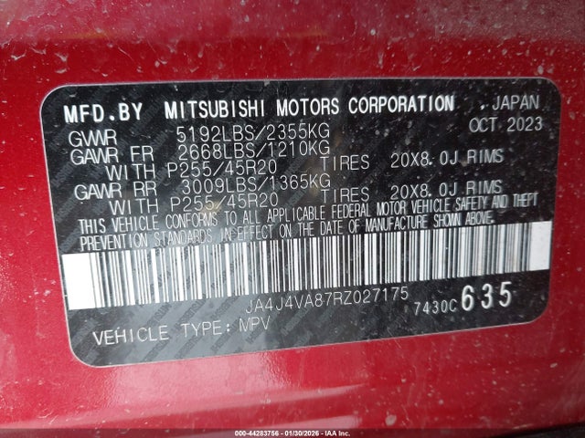 2024 MITSUBISHI OUTLANDER JA4J4VA87RZ027175 Photo 8