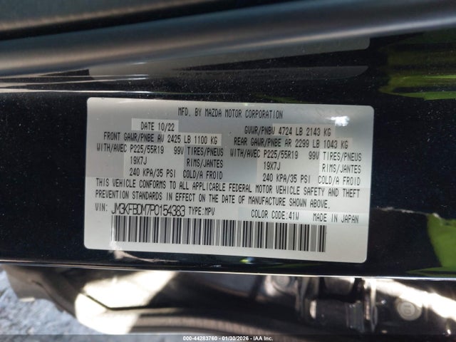 Aukcja sprzedaży 2023 Mazda Cx-5 2.5 S Premium, vin: JM3KFBDM7P0154383, numer aukcji: 44283760