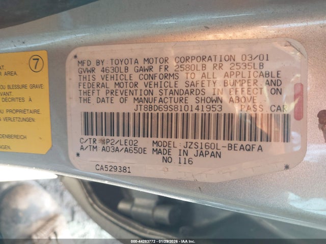 2001 LEXUS GS 300 JT8BD69S810141953 Photo 8