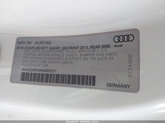 2017 AUDI A5 WAUD2AFH0HN003331 Photo 8