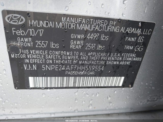 5NPE24AF7HH559554 Hyundai SONATA SE