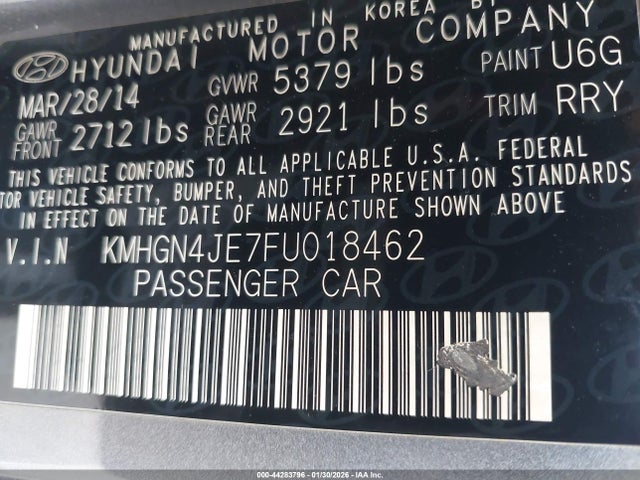 KMHGN4JE7FU018462 Hyundai Genesis 3.8
