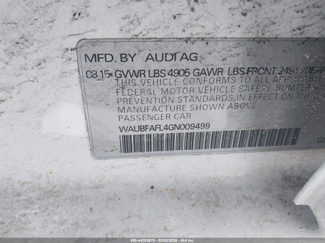 44283870 :رقم المزاد ، WAUBFAFL4GN009499 vin ، 2016 Audi A4 2.0t Premium مزاد بيع