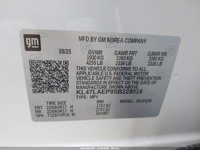 44283897 :رقم المزاد ، KL47LAEP9SB228016 vin ، 2025 Buick Envista Preferred Fwd مزاد بيع