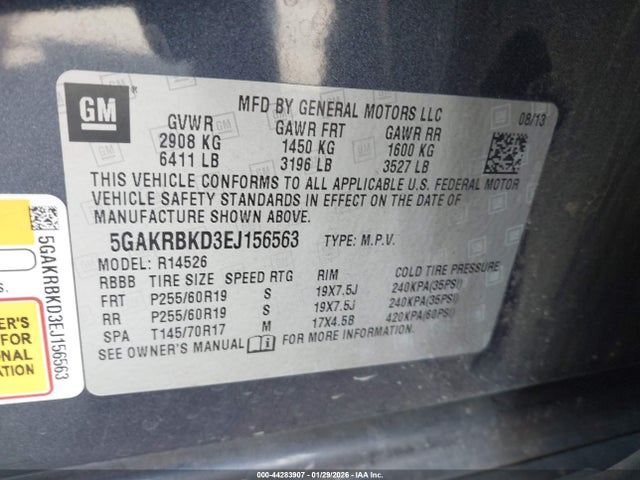 Buick Enclave Leather 2014 5GAKRBKD3EJ156563 Image 9
