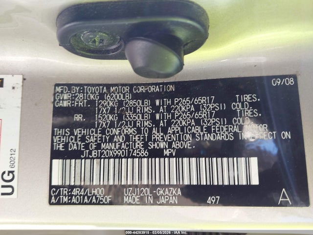 2009 LEXUS GX 470 JTJBT20X990174586 Photo 8