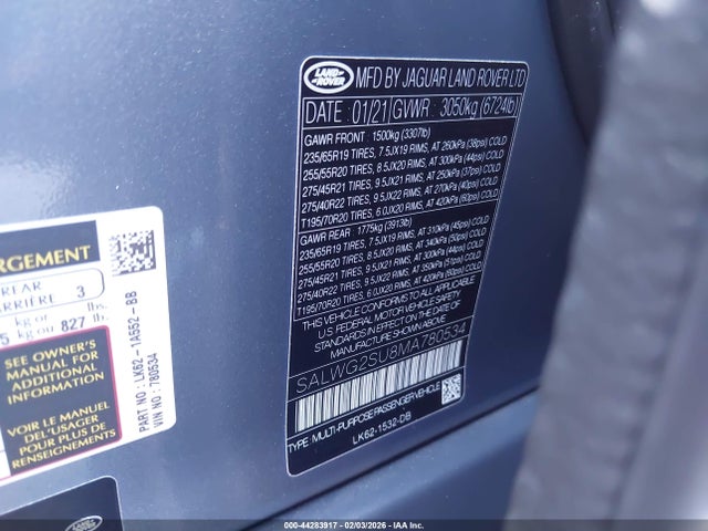 SALWG2SU8MA780534 Land Rover Range Rover Sport Se Mhev