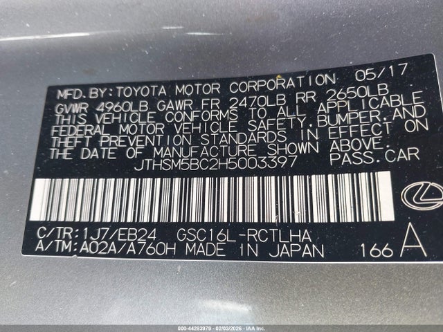 Lexus RC 300 2017 JTHSM5BC2H5003397 Image 9