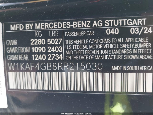 W1KAF4GB8RR215030 Mercedes-Benz C 300