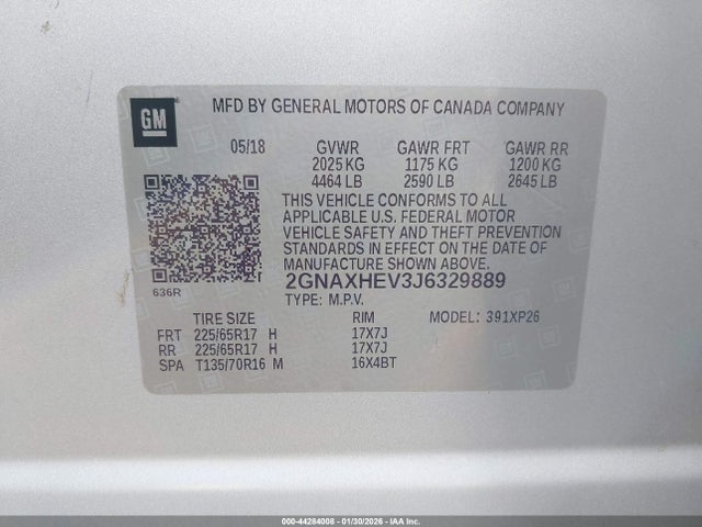 Chevrolet EQUINOX LS 2018 2GNAXHEV3J6329889 Image 9
