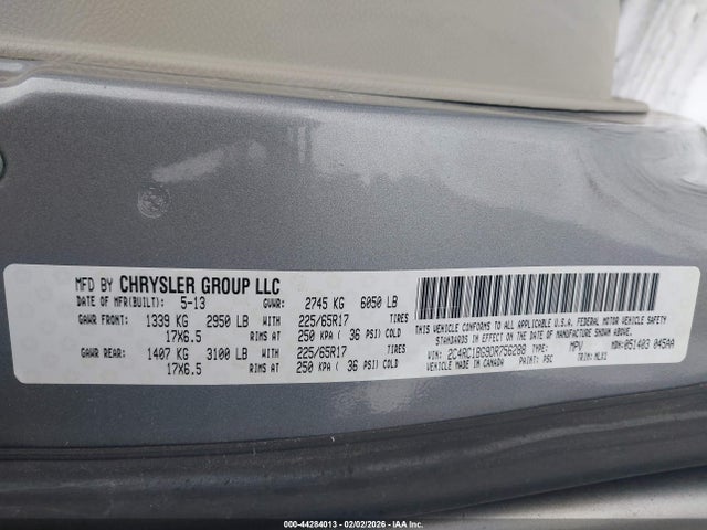 Aukcja sprzedaży 2013 Chrysler Town & Country Touring, vin: 2C4RC1BG9DR756288, numer aukcji: 44284013