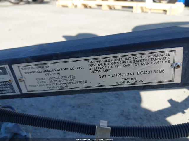 Chang Utility Trailer 2016 LN2UT0416GC013486 Image 9