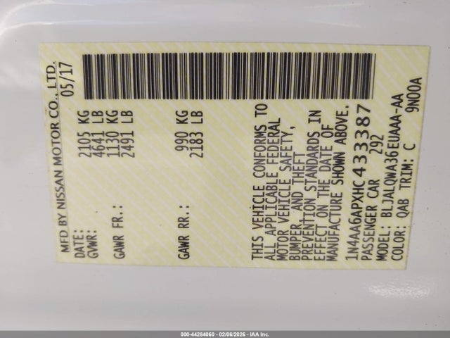 Nissan Maxima 3.5 S 2017 1N4AA6APXHC433387 Image 9