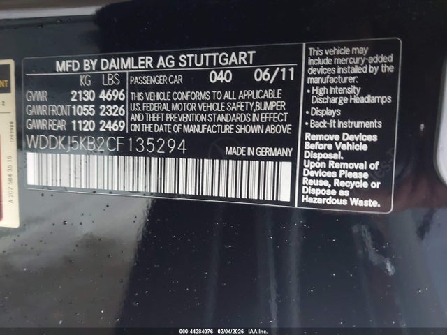 Aukcja sprzedaży 2012 Mercedes-benz E 350, vin: WDDKJ5KB2CF135294, numer aukcji: 44284076