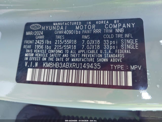 KM8HB3ABXRU149435 Hyundai Kona Sel