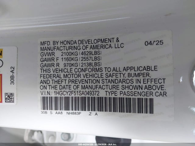 1HGCY2F51SA049372 Honda Accord Hybrid Sport