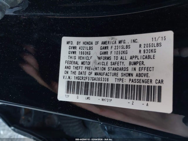 1HGCR2F57GA065306 Honda Accord Sport
