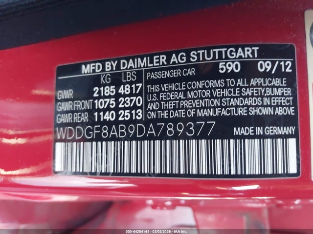 44284141 :رقم المزاد ، WDDGF8AB9DA789377 vin ، 2013 Mercedes-benz C 300 Sport 4matic مزاد بيع