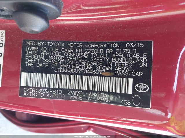 JTDKN3DU9F0446097 Toyota Prius Three