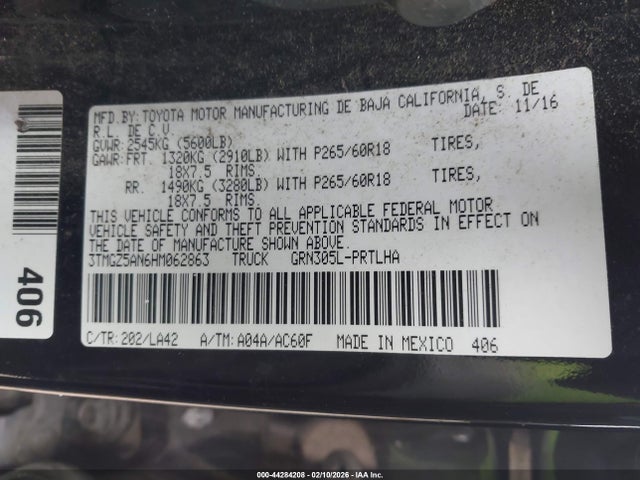 3TMGZ5AN6HM062863 Toyota Tacoma Limited