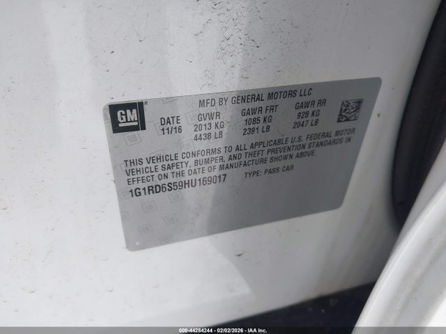 2017 CHEVROLET VOLT 1G1RD6S59HU169017 Photo 8