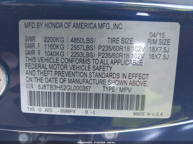 2016 ACURA RDX 5J8TB3H52GL000357 Photo 8