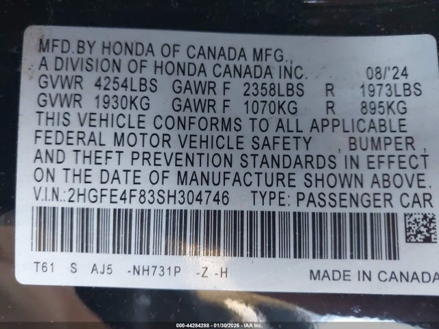 Honda CIVIC HYBRID 2025 2HGFE4F83SH304746 Image 9