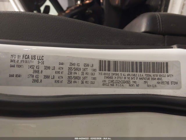 2017 Dodge Durango Gt Awd მანქანა იყიდება აუქციონზე, vin: 1C4RDJDG2HC664965, აუქციონის ნომერი: 44284322