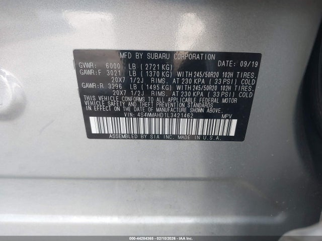 4S4WMAHD1L3421462 Subaru Ascent Premium