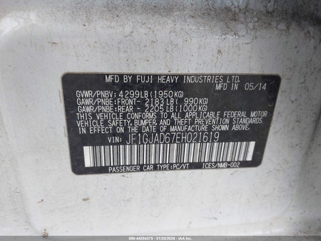 Aukcja sprzedaży 2014 Subaru Impreza 2.0i Premium, vin: JF1GJAD67EH021619, numer aukcji: 44284375