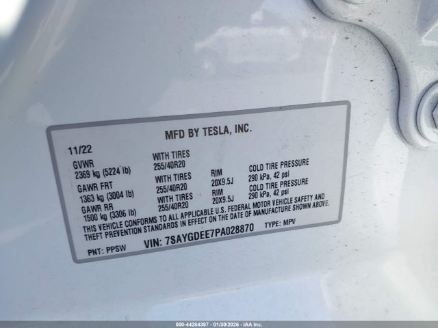 2023 TESLA MODEL Y 7SAYGDEE7PA028870 Photo 8